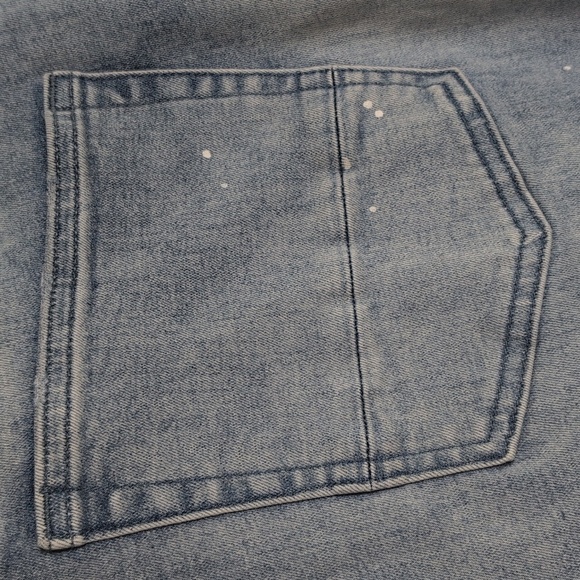 PacSun Stacked Skinny Jeans Medium Wash Distressed w Paint Splatter Men's 32x34 - Picture 10 of 14